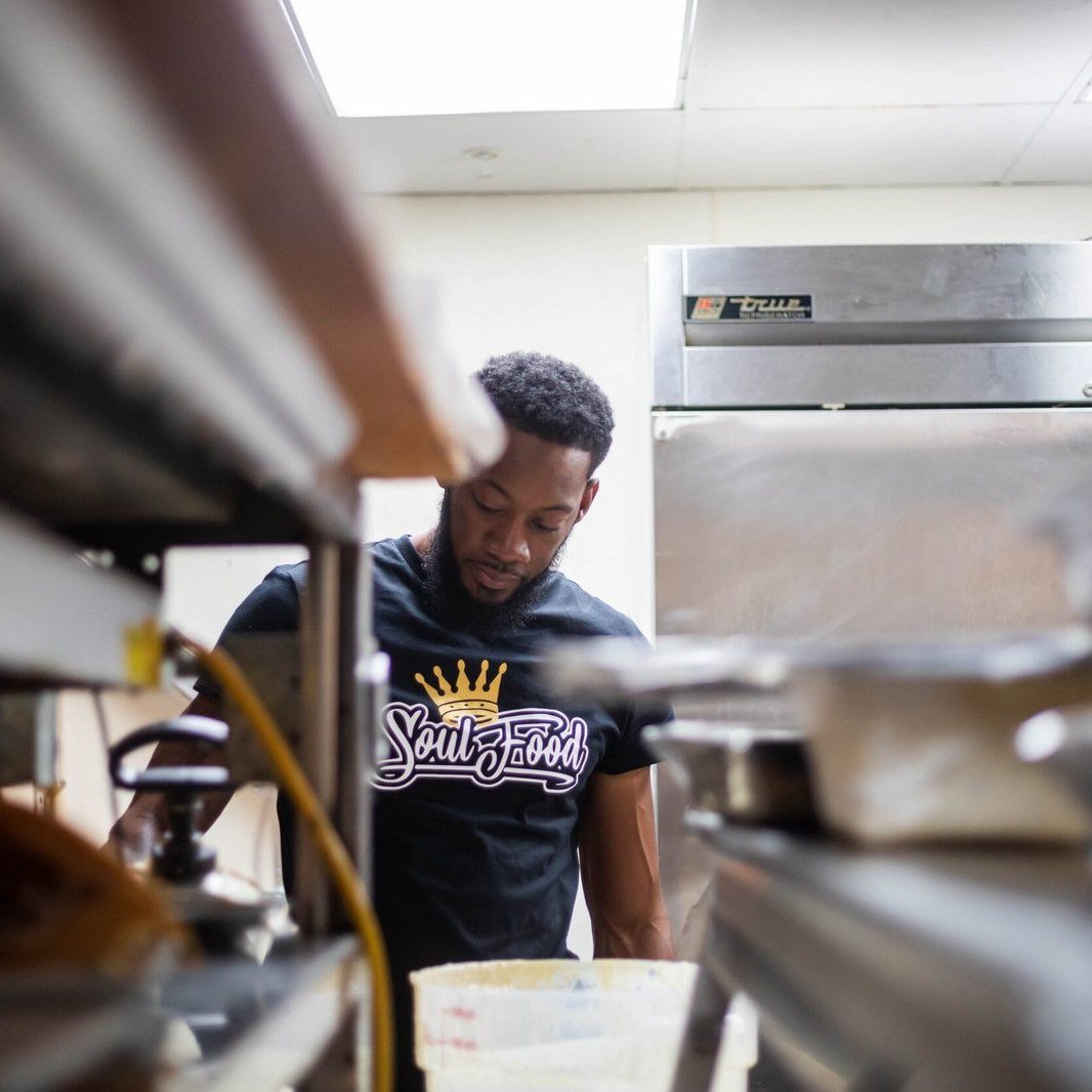 In the kitchen at The Greasy Spoon